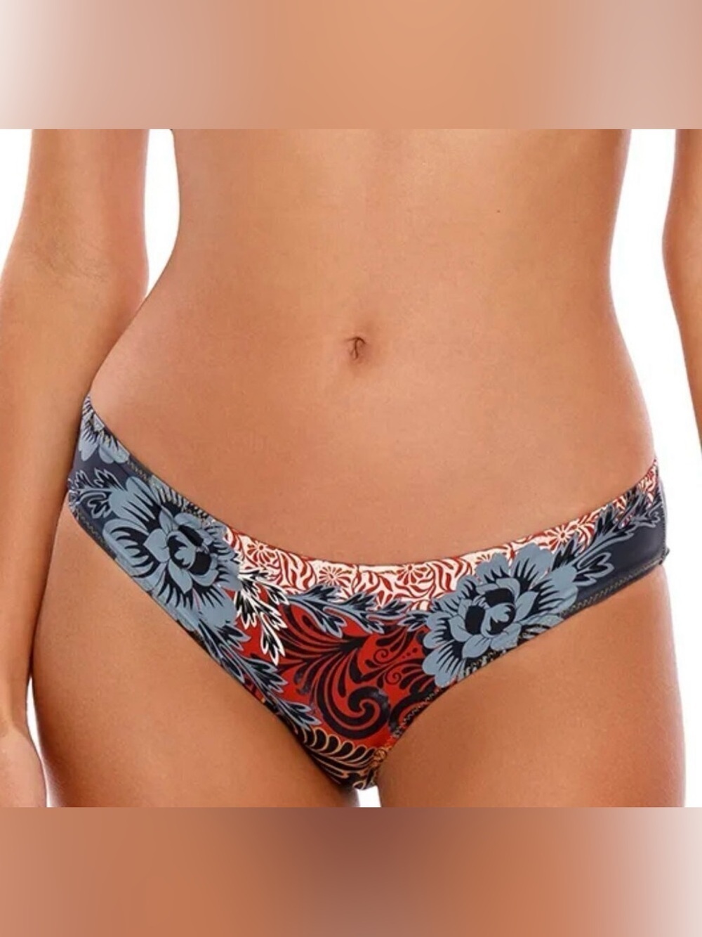 Agua Bendita Audrey Fera swim bikini bottom Colombia floral gold blue new 3X